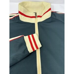 Dioxoib Men's Track Jacket Green Cream Red Stripe Full Zip Size L Retro Style